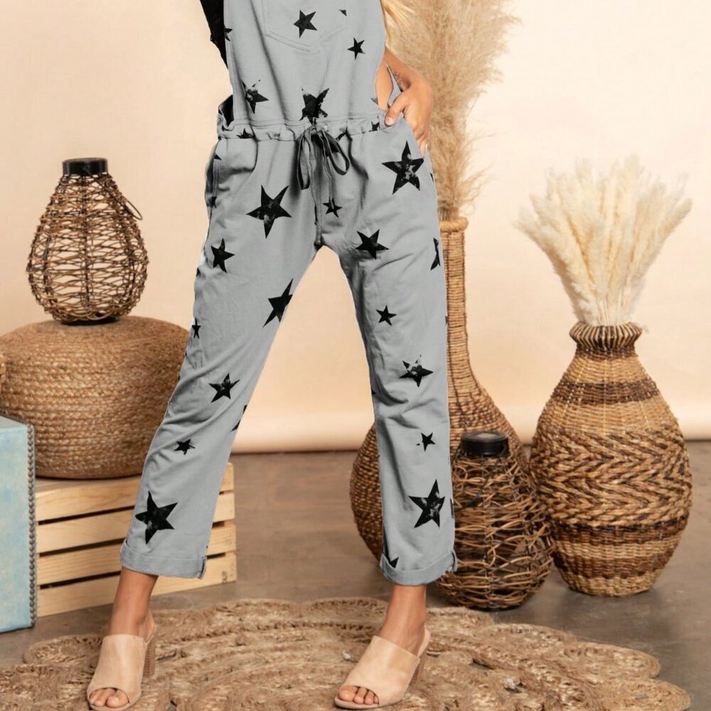 Grey Elegant Women's Star Knit Jumpsuit - Picture 2 of 3